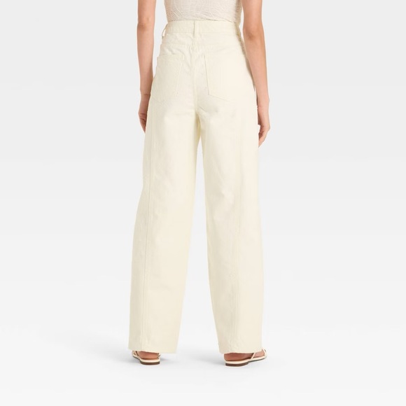 Future Collective Mid-Rise Relaxed Fit Wide Leg Distressed Jeans Offwhite 16 - Picture 2 of 6